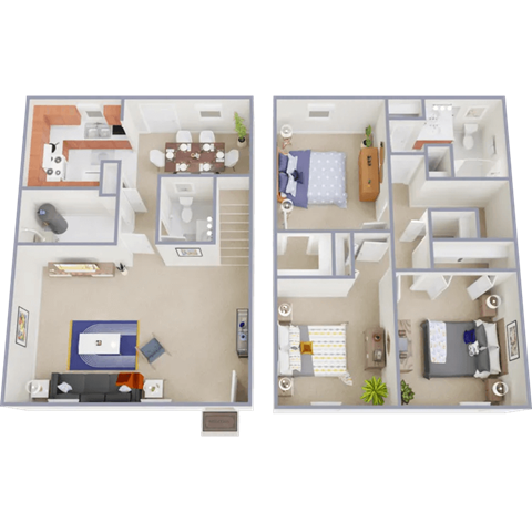 Floor plan for 3 beds, 1.5 baths, 1500 sqft